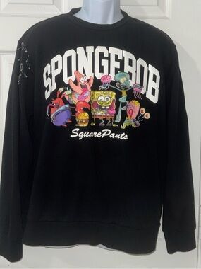 SpongeBob SquarePants Black Graphic Crewneck Sweatshirt Medium